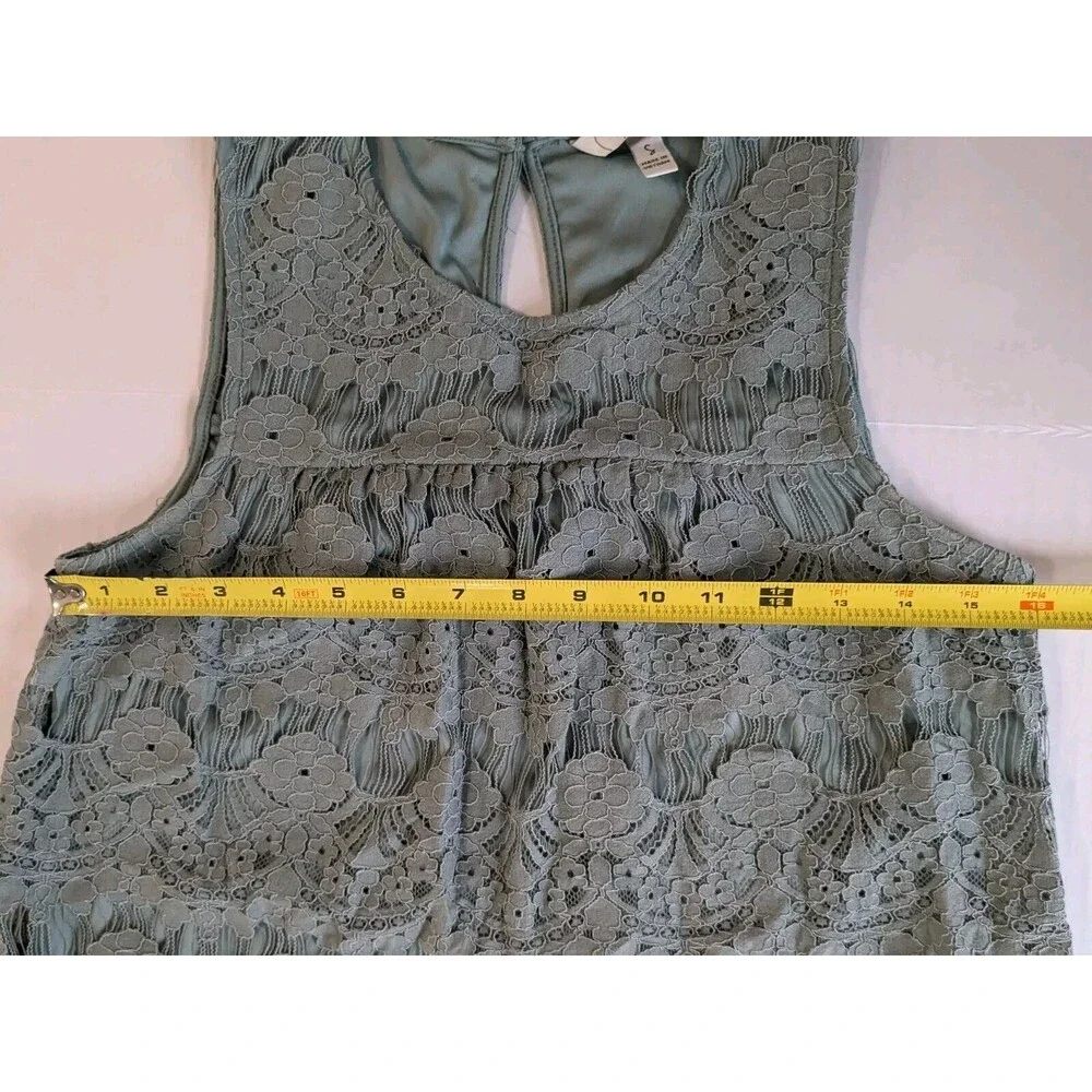 Speechless A-Line Dress Size Small Sage Floral Pattern Lace over Knit Lining